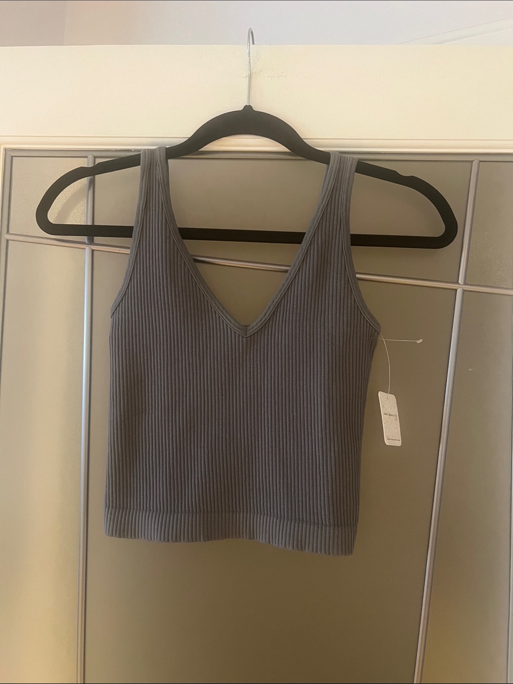 Intimately Free People Solid Rib Brami Bra Top Tank Gray Ribbed New w Tags M/L - Picture 4 of 8